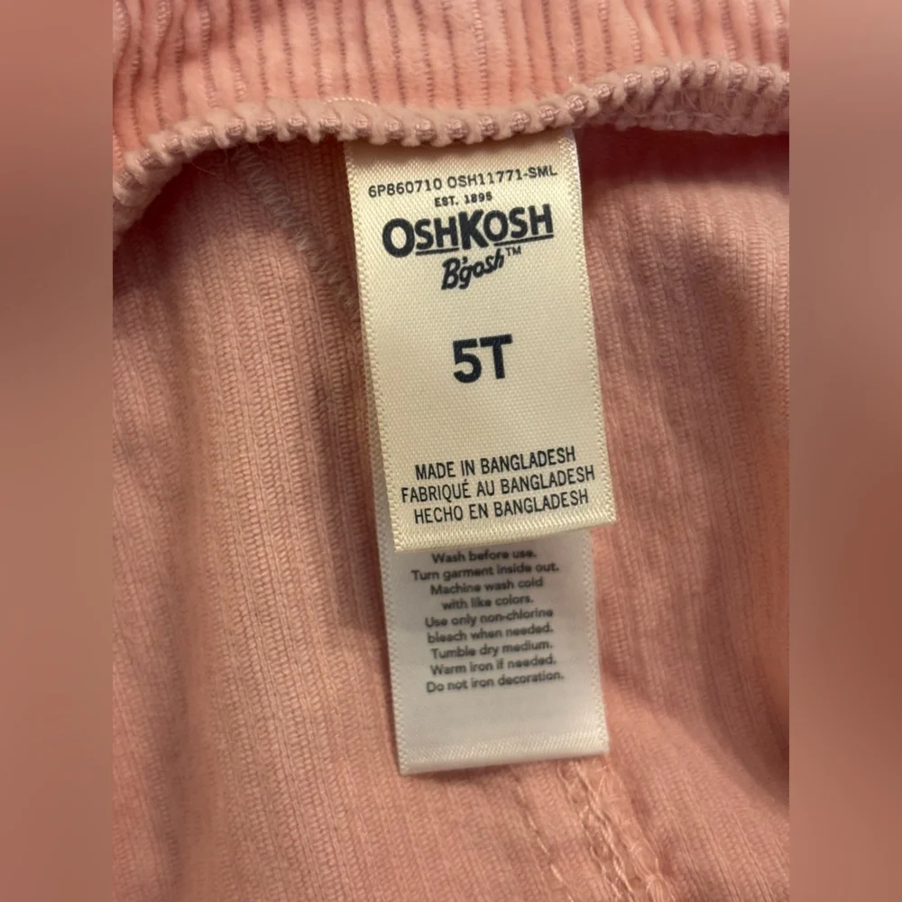 OshKosh B'gosh Light Pink Corduroy Overall Dress Size 5 💯% Cotton